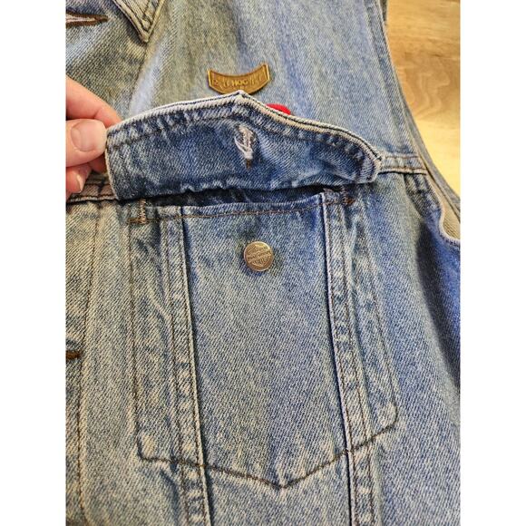 Harley Davidson Veteran Smoky Moutain Denim Jean Patch Pins Vest Men Sz Med - Picture 8 of 12